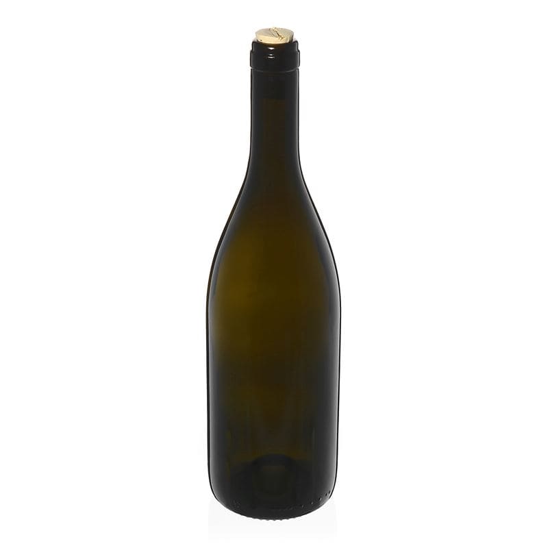 750 ml borosüveg 'Tiffany', antikzöld, nyak: parafa