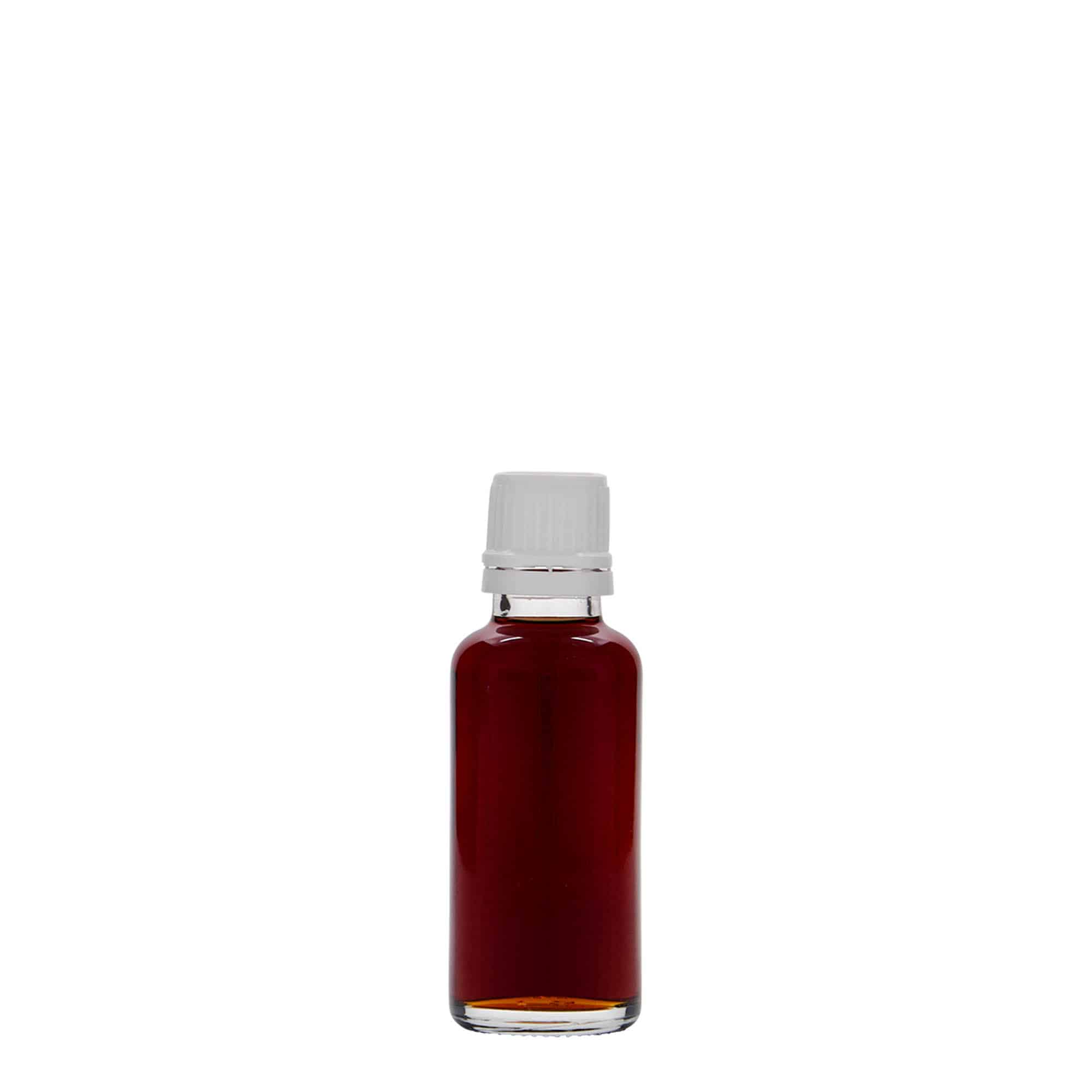 30 ml-es patikai üveg, üveg, szájnyílás: DIN 18