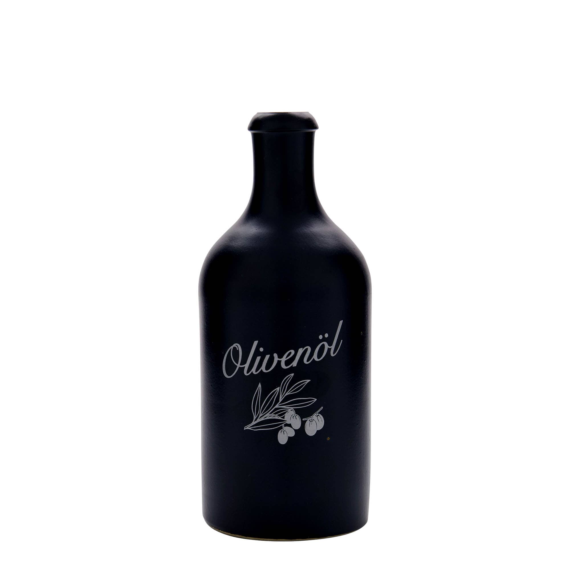 500 ml agyagedény, motívum: olívaolaj, kőedény, fekete, nyílás: parafa