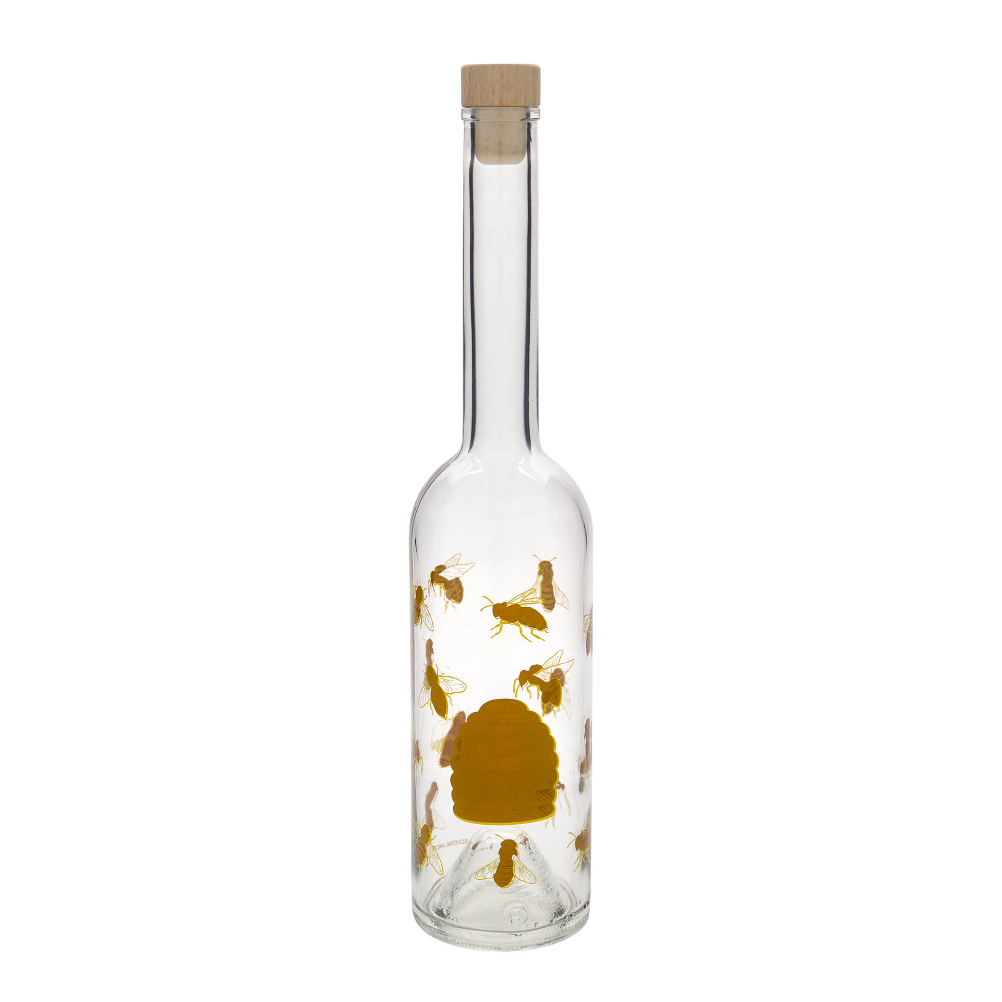 500 ml-es üvegpalack 'Opera', motívum: Méhek, szájnyílás: parafadugó
