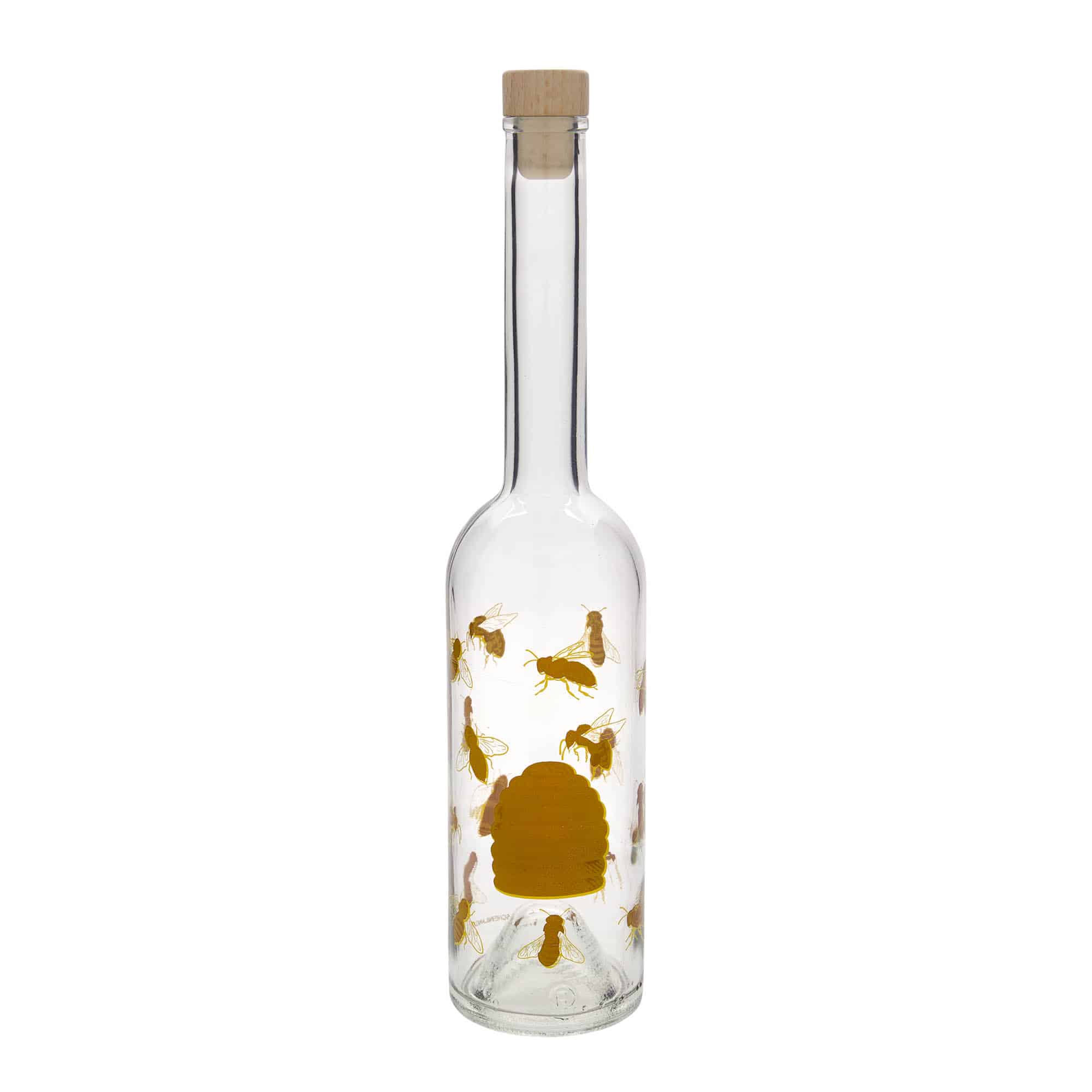 500 ml üvegpalack 'Opera', motívum: méhek, nyílás: parafa