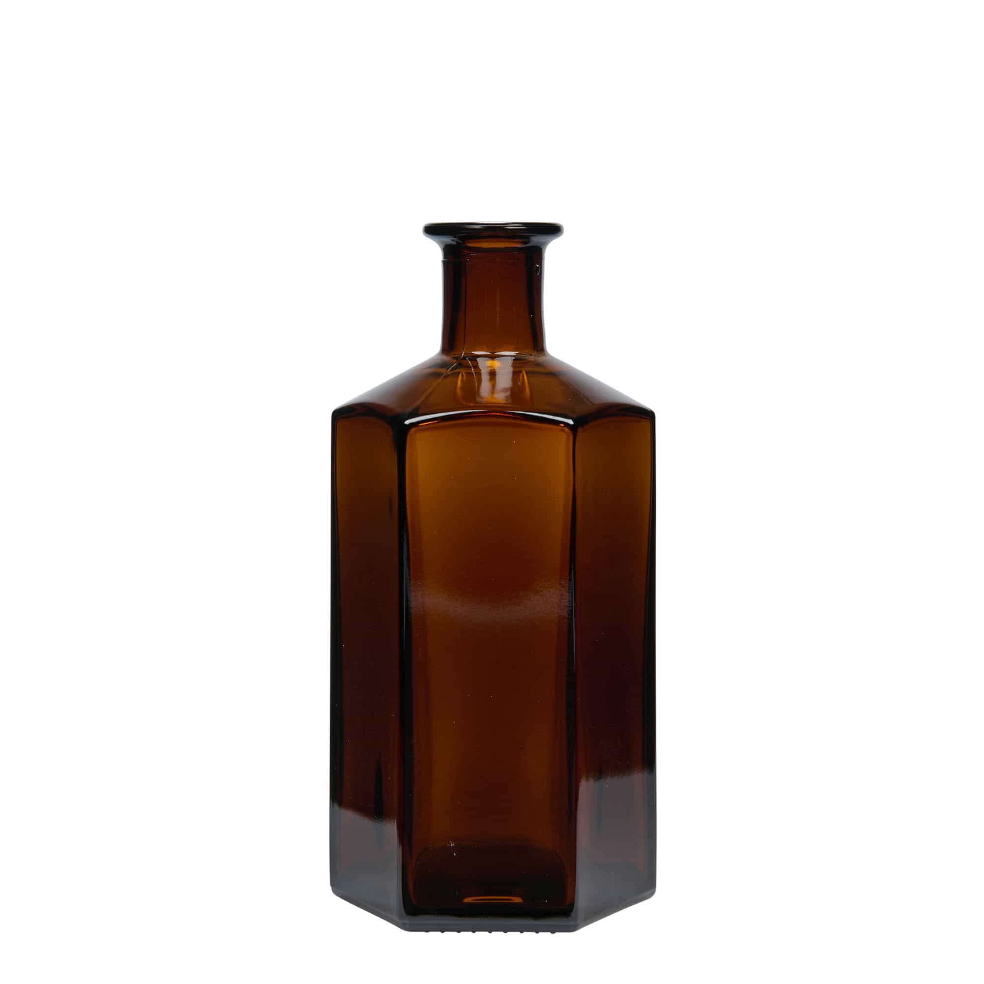 500 ml-es üvegpalack Apothecary 'Jimmy'. hatszögletű. barna. Száj: parafa 500 ml-es üvegpalack Apothecary 'Jimmy'. hatszögletű. barna. Száj: parafa