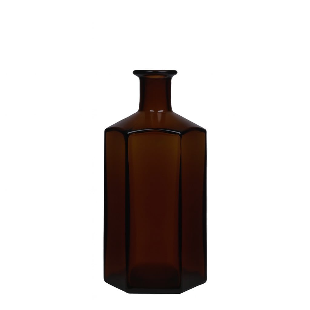 500 ml üveges gyógyszerészüveg 'Jimmy', hatszögletű, barna, nyílás: parafa