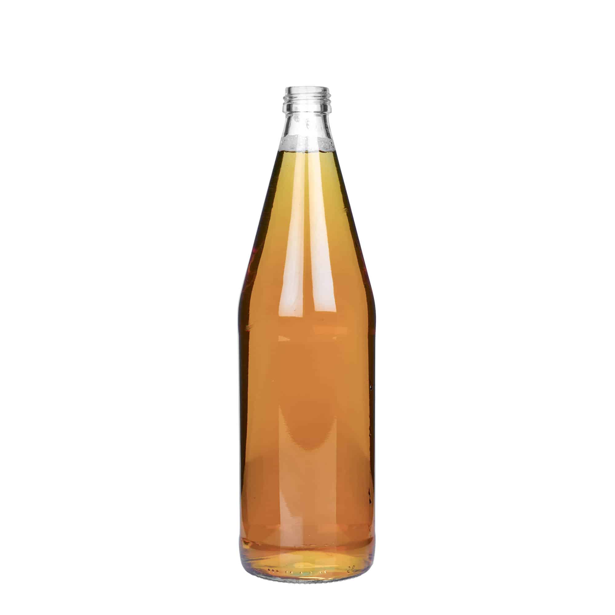 750 ml univerzális palack sárgarépa formában, üveg, nyak: PP 28