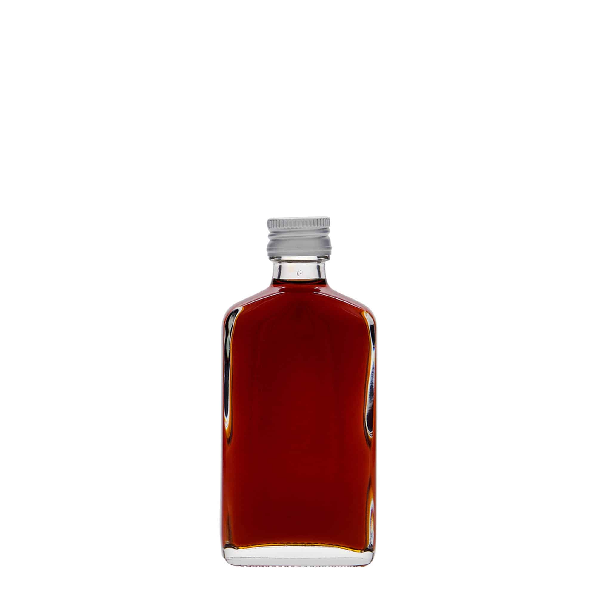 50 ml-es laposüveg, négyszögletű, üveg, szájnyílás: PP 18