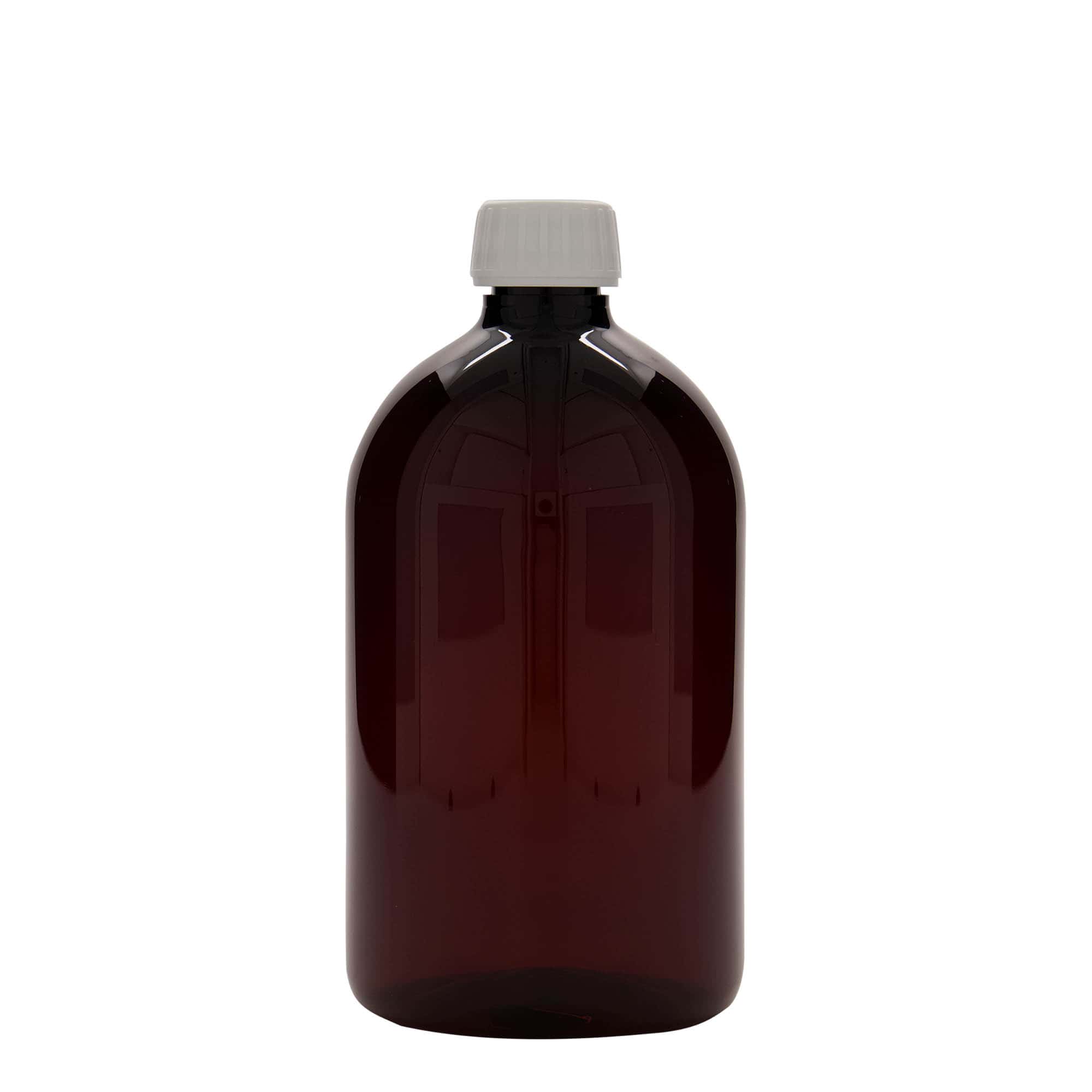 1000 ml-es PET-patikai üveg, barna, műanyag, szájnyílás: PP 28