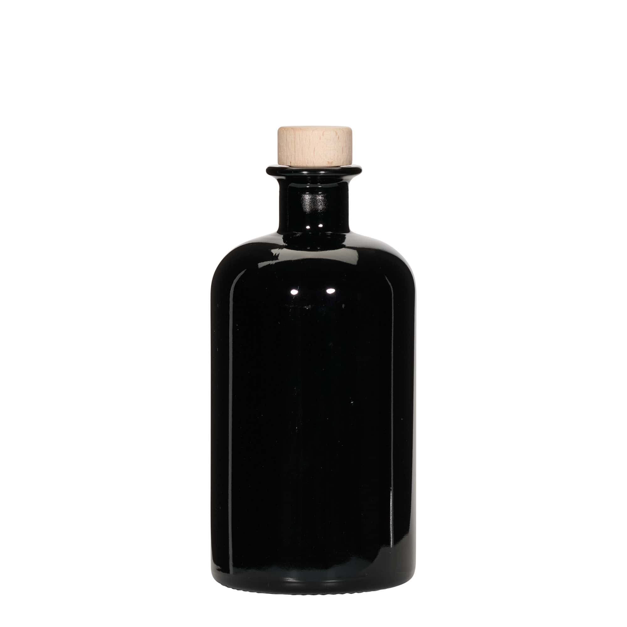 500 ml-es patikai üvegpalack, fekete, szájnyílás: parafadugó