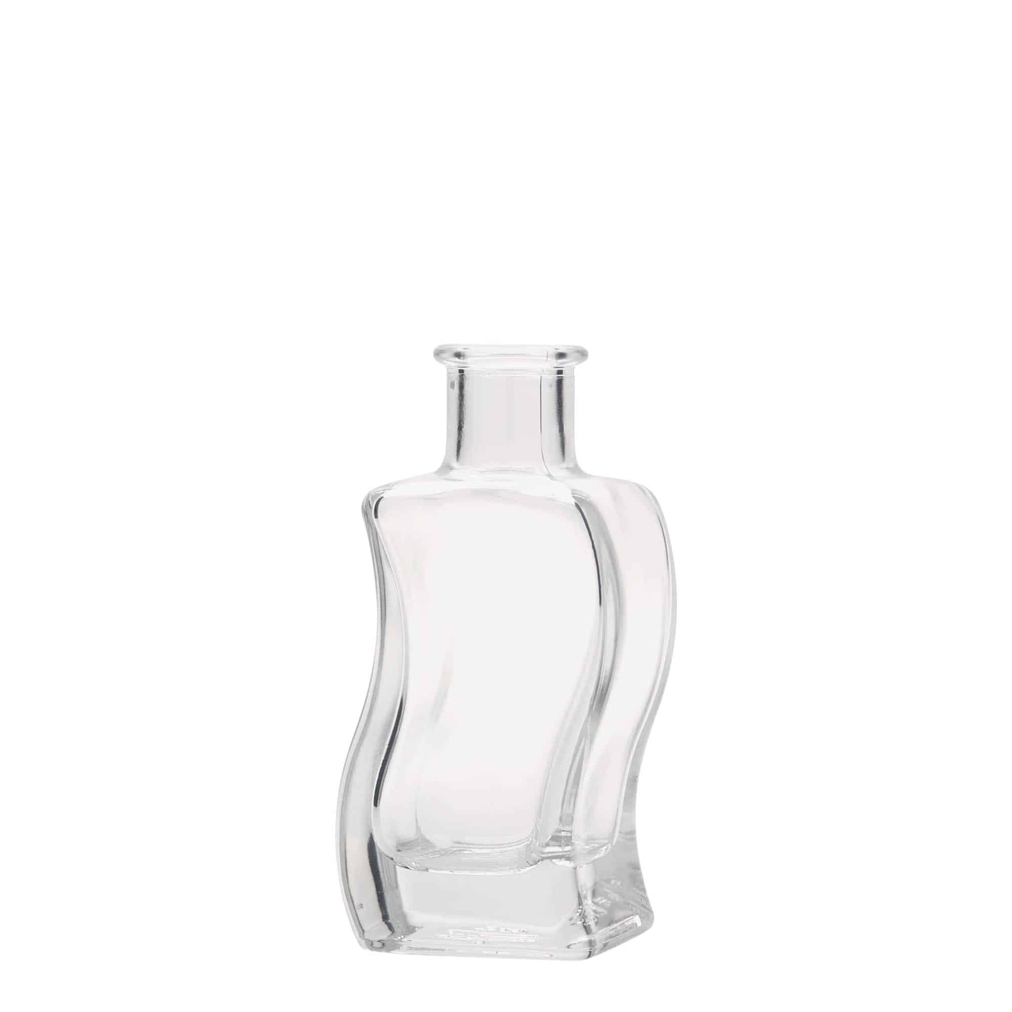 100 ml-es üvegpalack 'Welle', négyzet alakú, szájnyílás: parafadugó