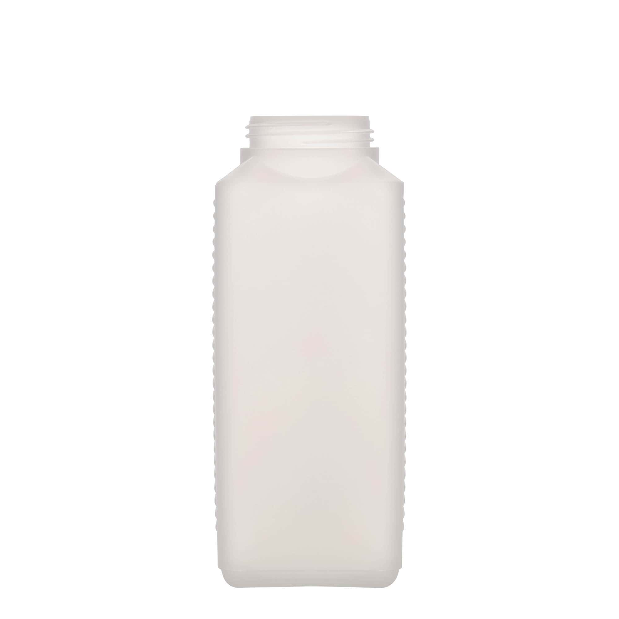 1.000 ml széles nyakú palack, téglalap alakú, HDPE műanyag, natúr, nyílás: DIN 60 EPE 1.000 ml széles nyakú palack, téglalap alakú, HDPE műanyag, natúr, nyílás: DIN 60 EPE