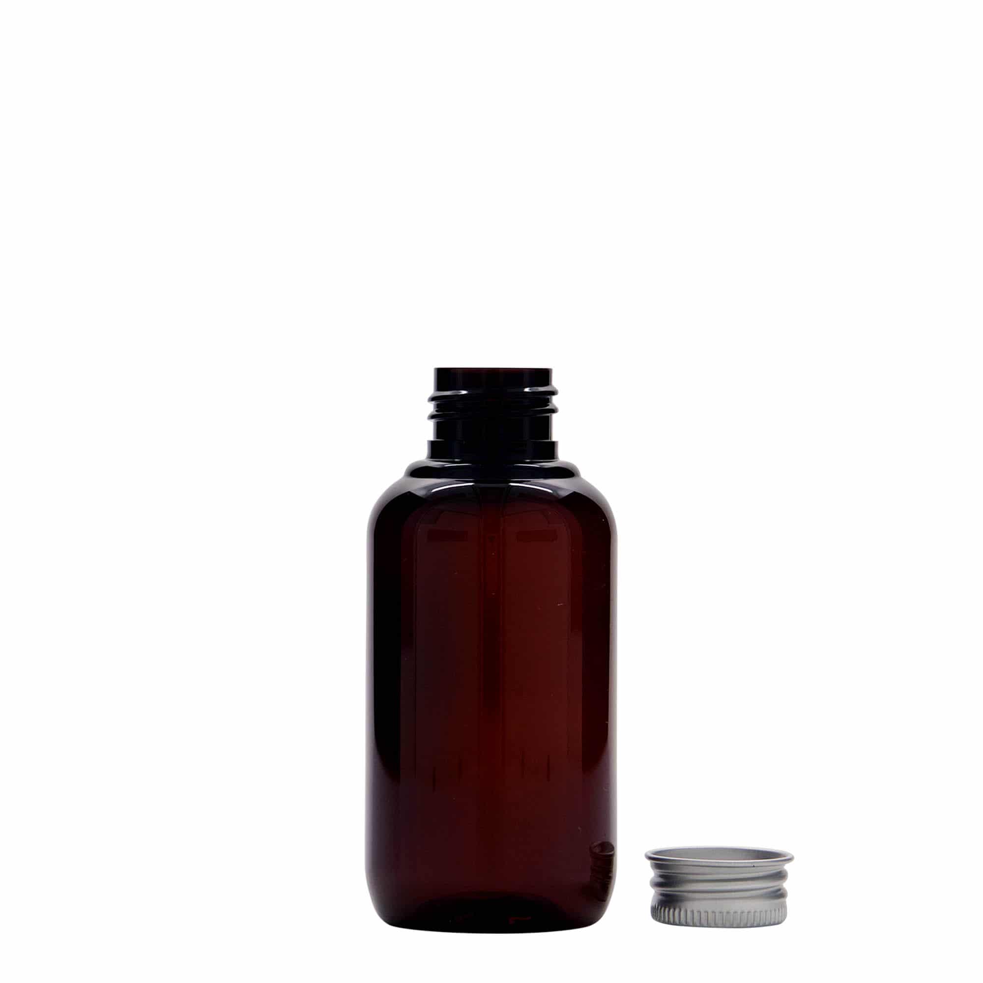 100 ml-es újrahasznosítható műanyag palack 'Victor's Best', PCR, barna, szájnyílás: GPI 24/410