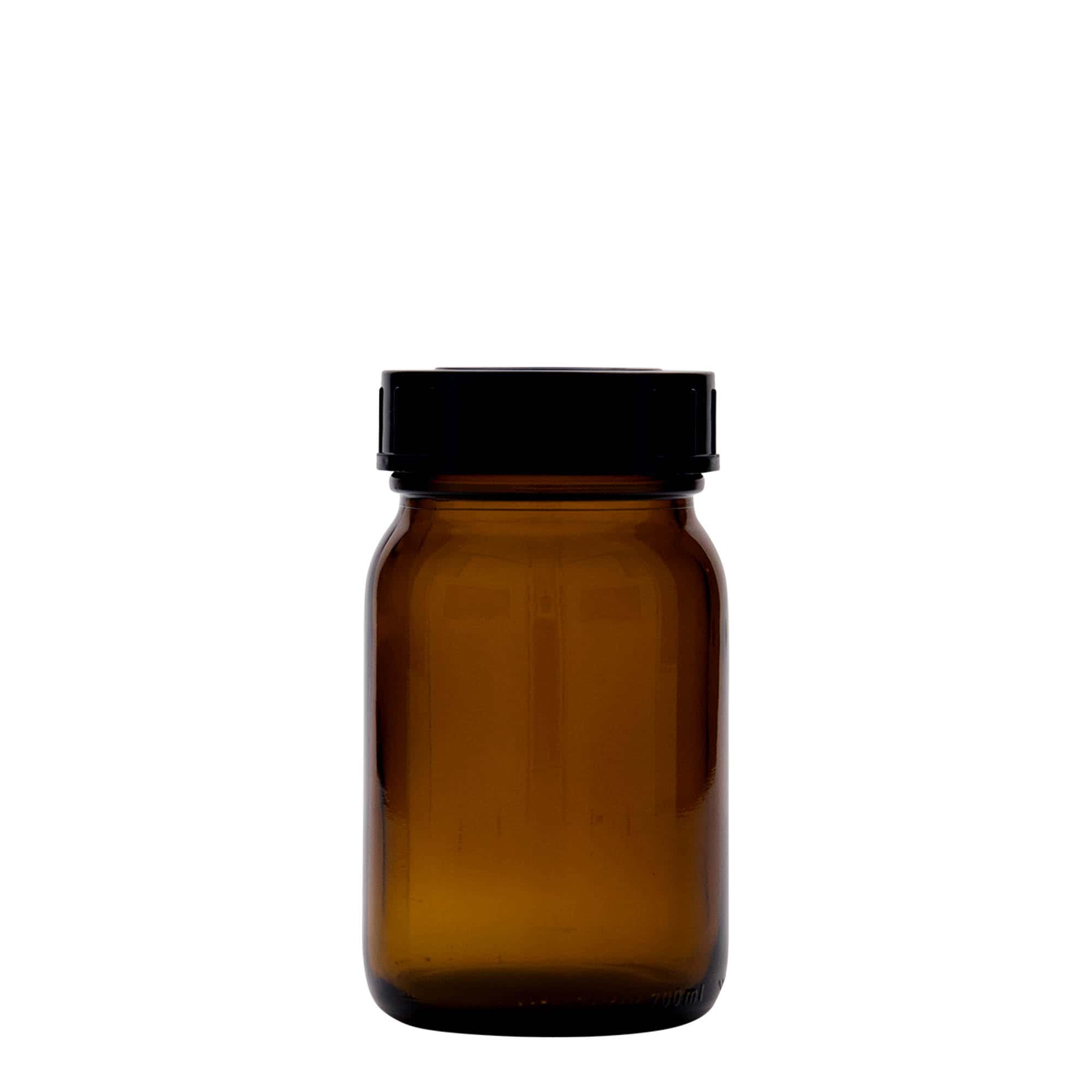 200 ml széles szájú üveg, barna, nyílás: DIN 55