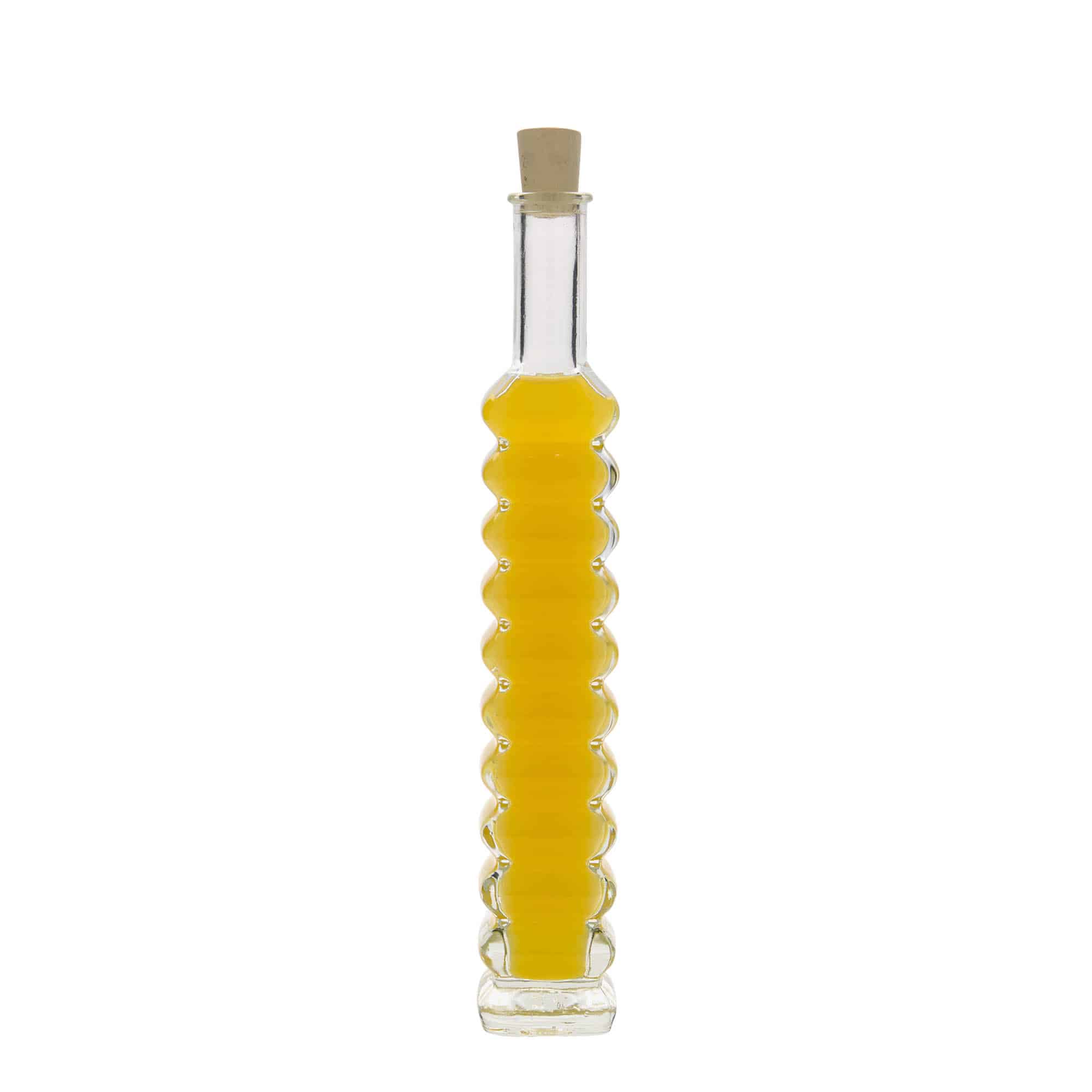 100 ml-es üvegpalack ’Roma', négyzet alakú, szájnyílás: parafadugó