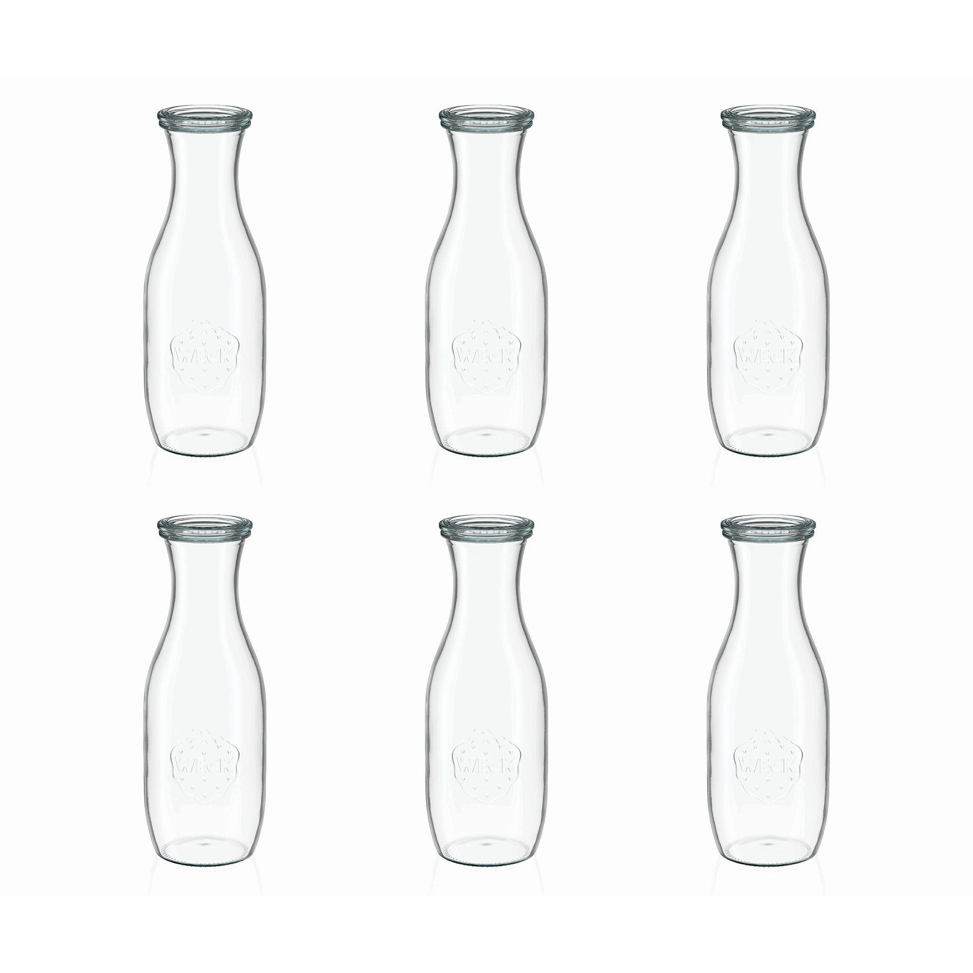 6x 1000 ml WECK gyümölcslé-palack üvegfedéllel RR 60