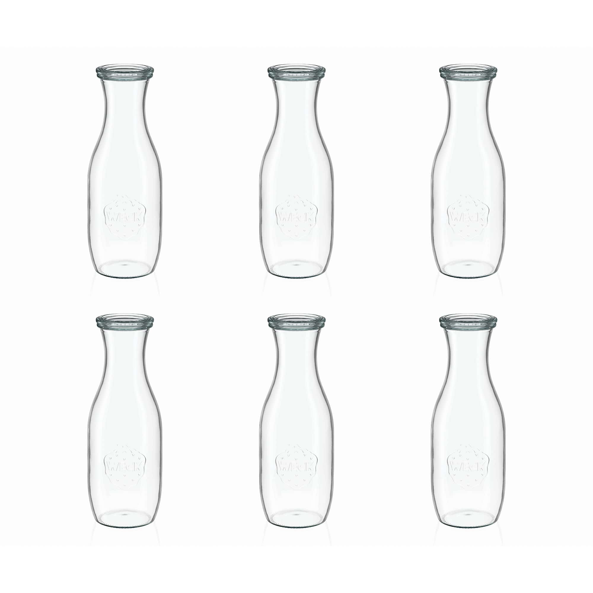 6x 1000 ml WECK gyümölcslé-palack üvegfedéllel RR 60