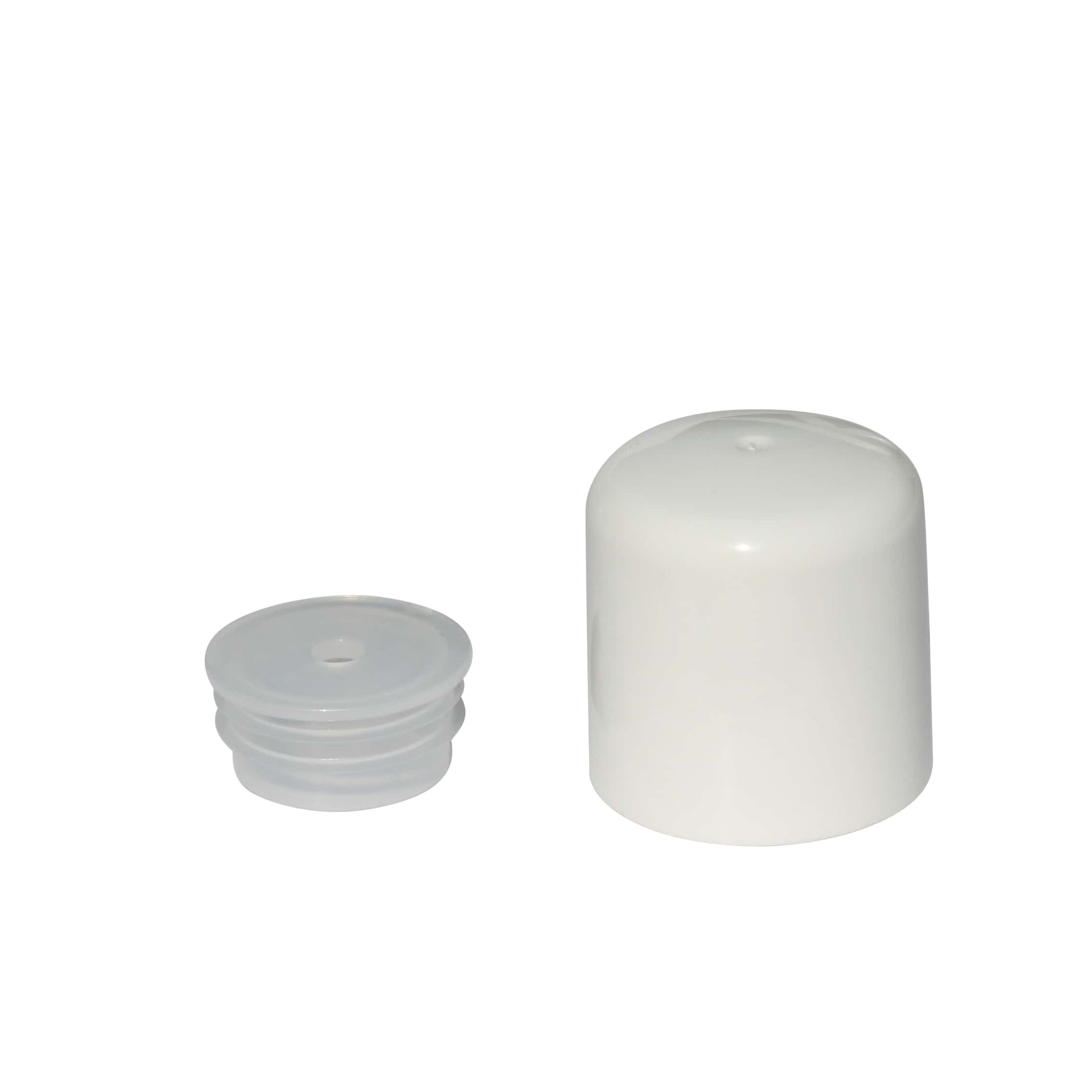 Csavaros kupak szóróbetéttel, PP-műanyag, fehér, a következő szájnyíláshoz: GPI 24/410