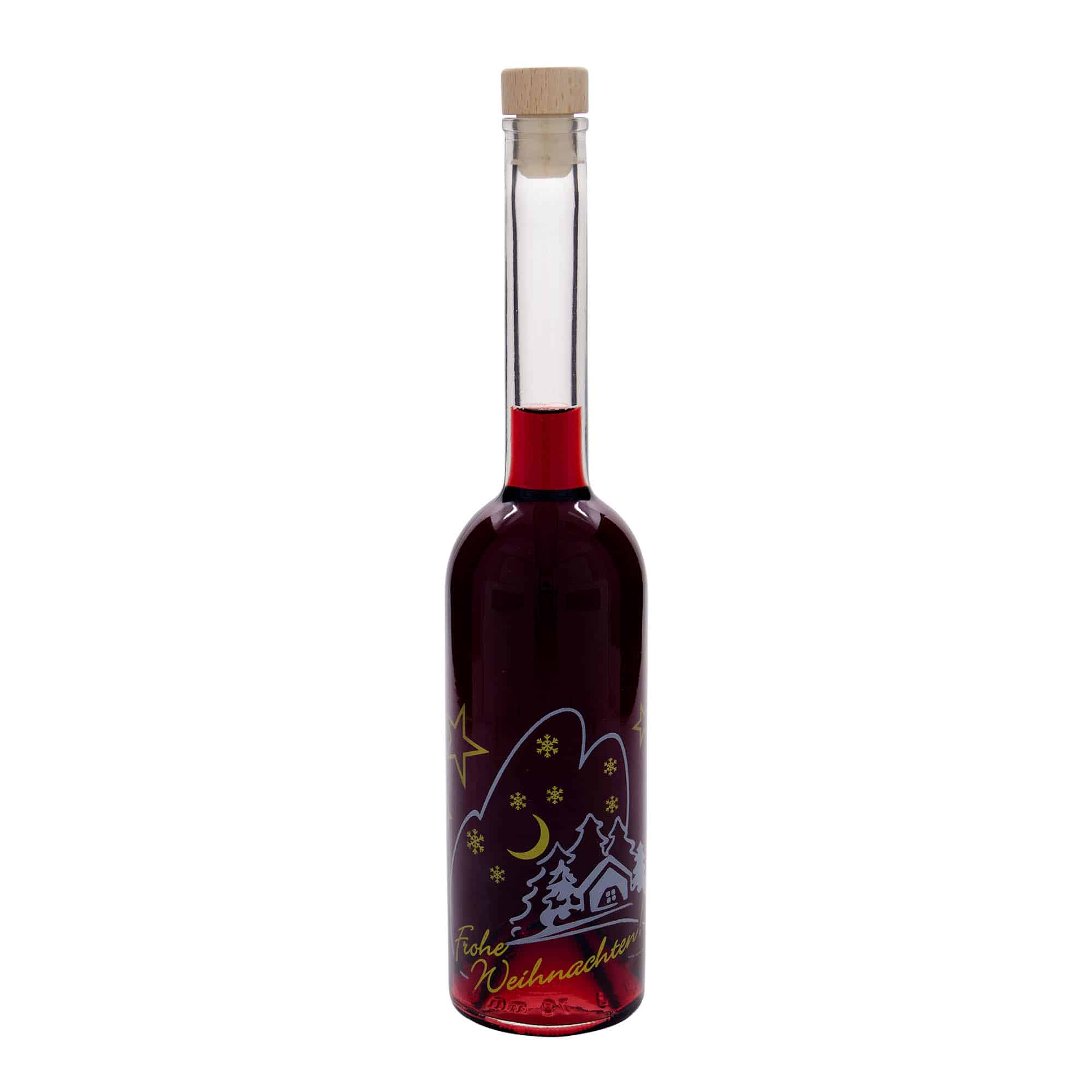 500 ml üvegpalack 'Opera', motívum: karácsonyi idill, nyak: parafa