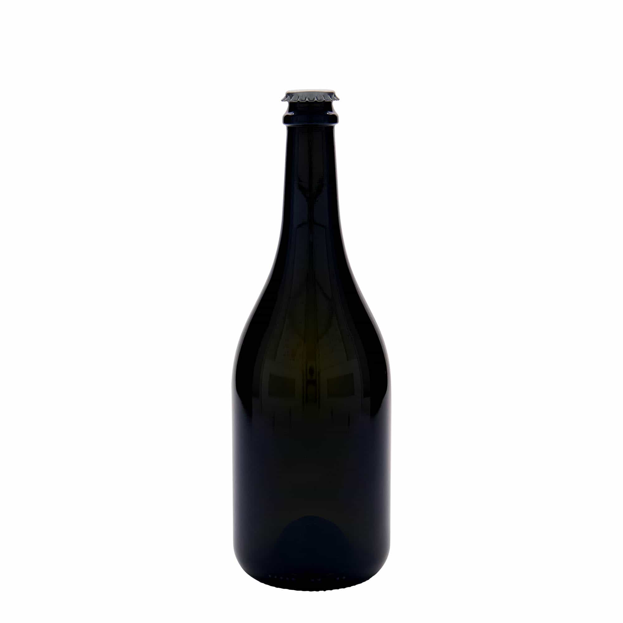 750 ml sörösüveg 'Horta', üveg, antikzöld, nyak: koronazáró