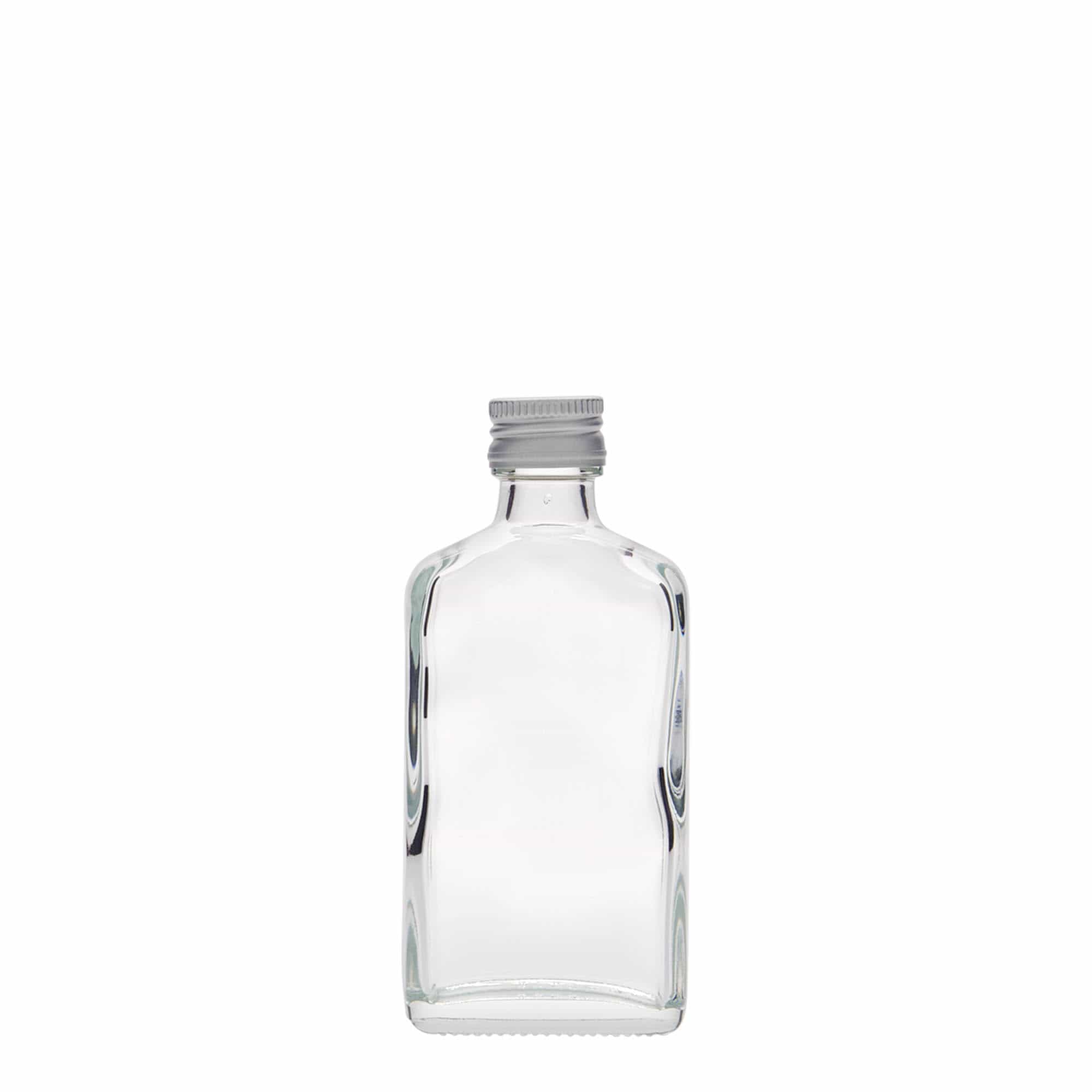 50 ml zsebflakon, téglalap alakú, üveg, nyílás: PP 18
