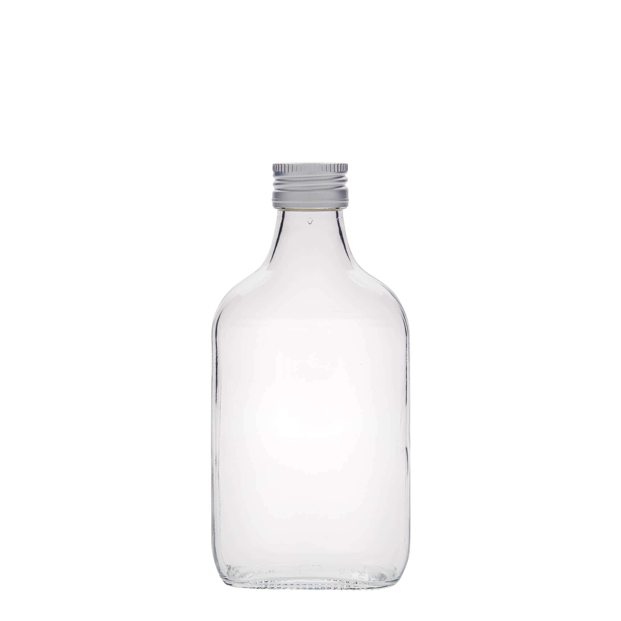200 ml zsebes üveg, téglalap alakú, üveg, nyílás: PP 28