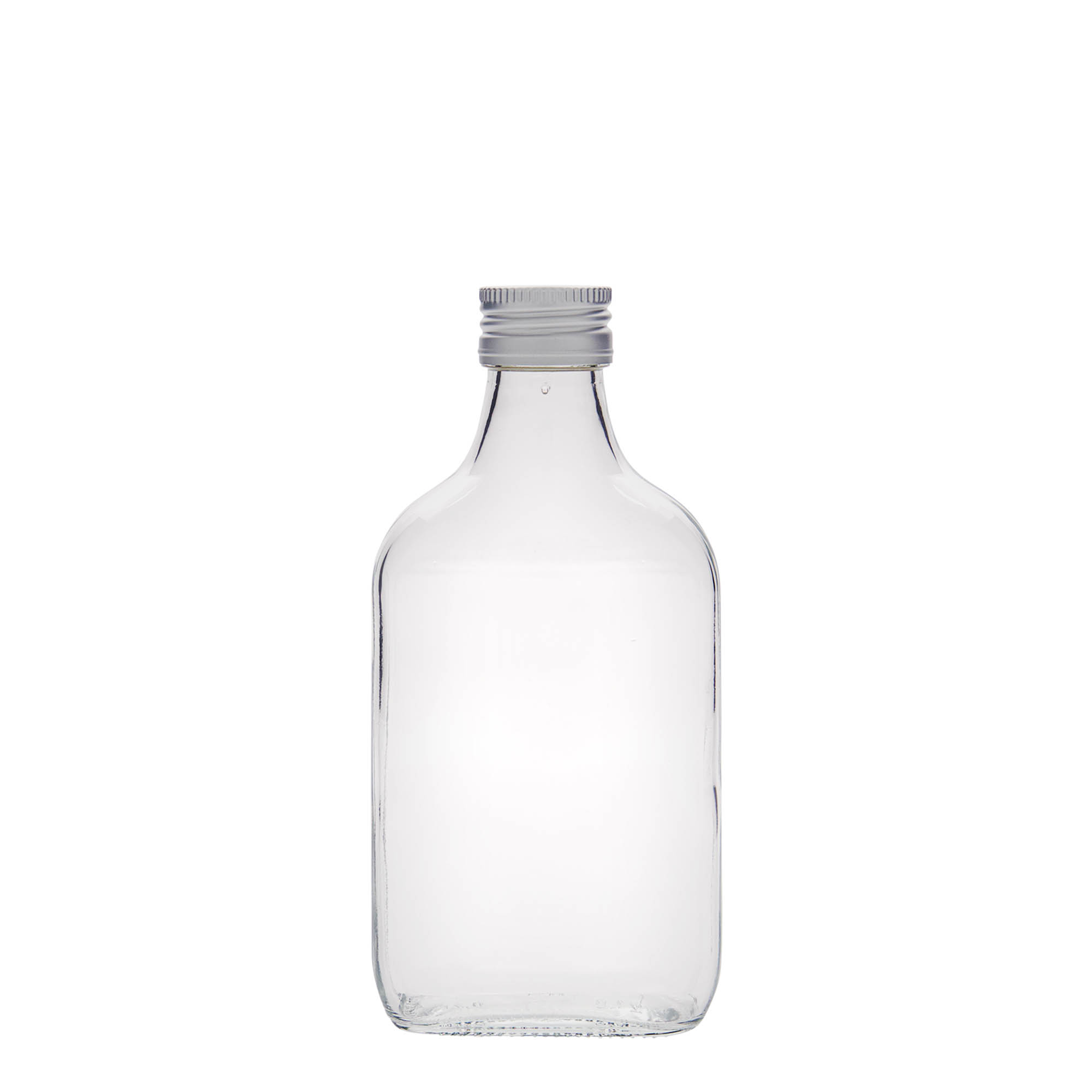 200 ml zsebes üveg, téglalap alakú, üveg, nyílás: PP 28 200 ml zsebes üveg, téglalap alakú, üveg, nyílás: PP 28