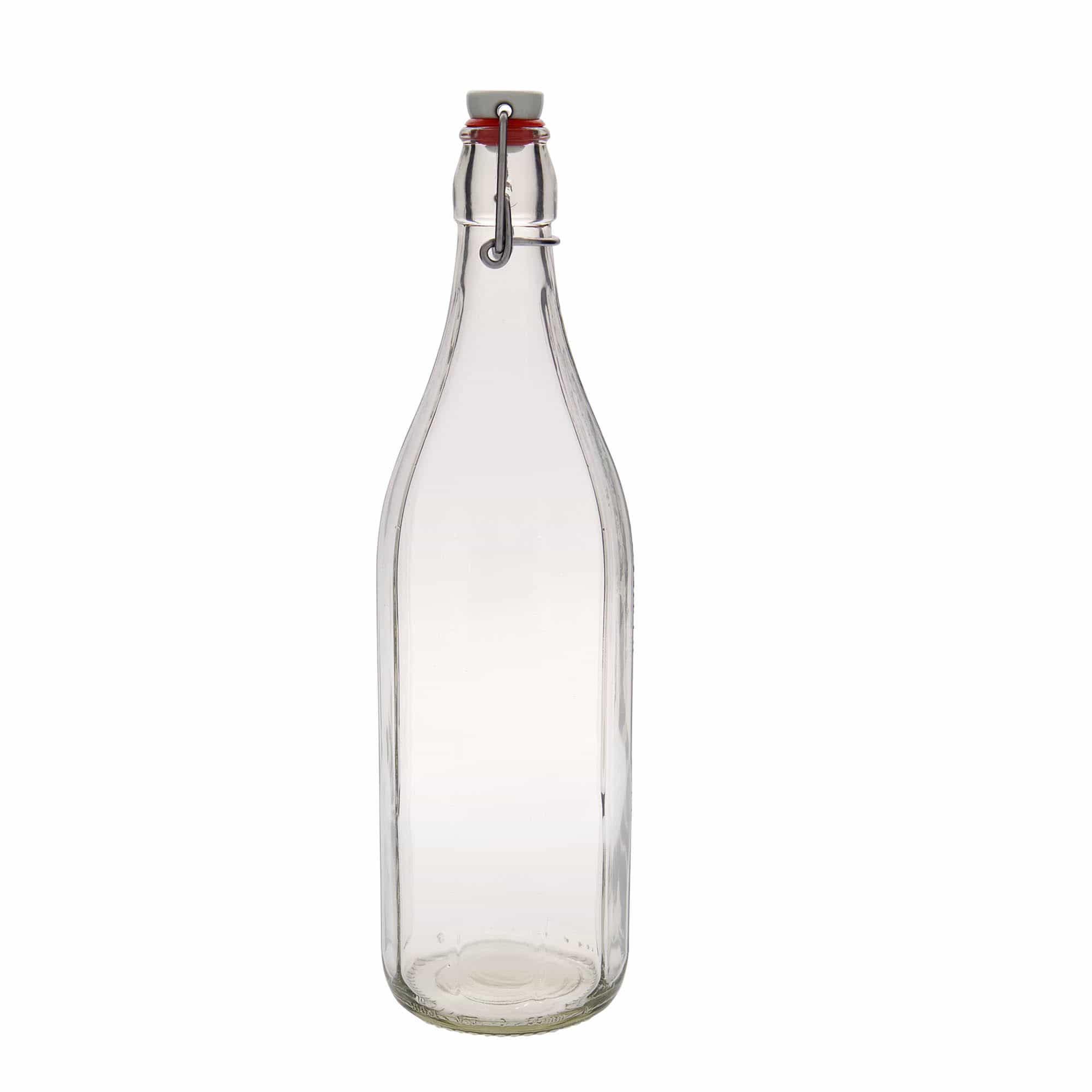 1.000 ml üvegpalack 'Bravo' #, tízszögletű, nyílás: kampós zár