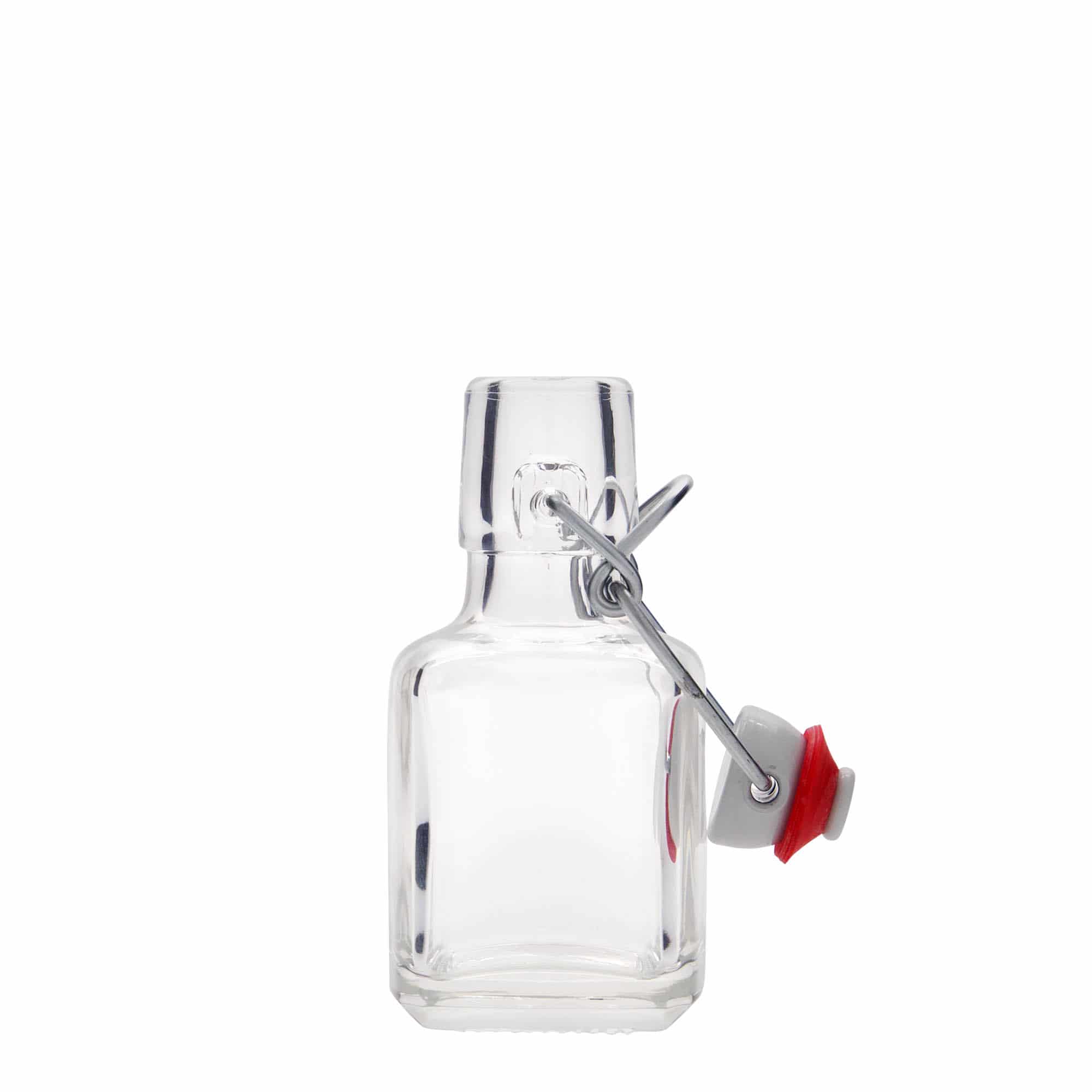 100 ml-es üvegpalack 'Kubica', négyzet alakú, szájnyílás: csatos zár 100 ml-es üvegpalack 'Kubica', négyzet alakú, szájnyílás: csatos zár