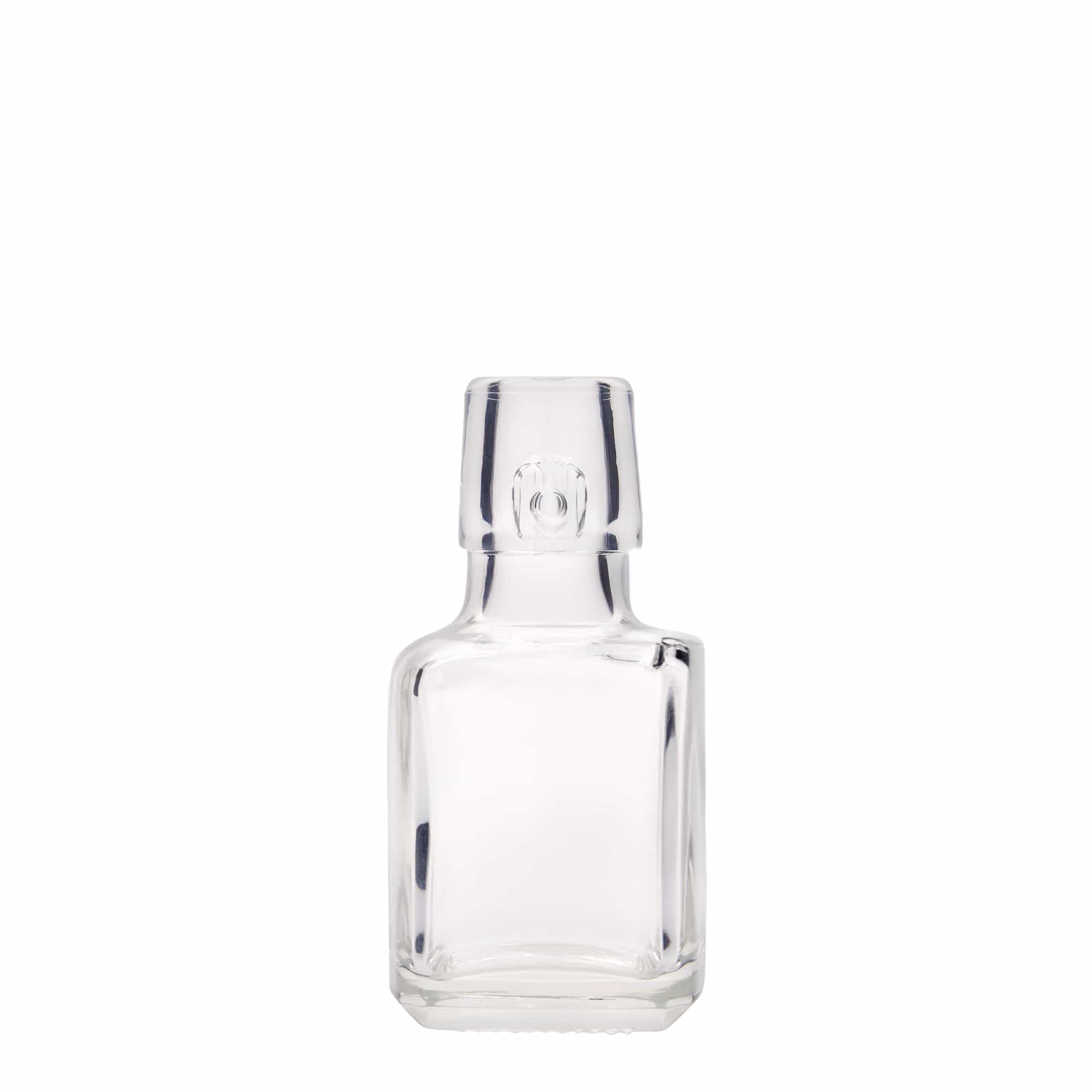 100 ml üvegpalack 'Kubica', négyzet alakú, nyílás: patentzár