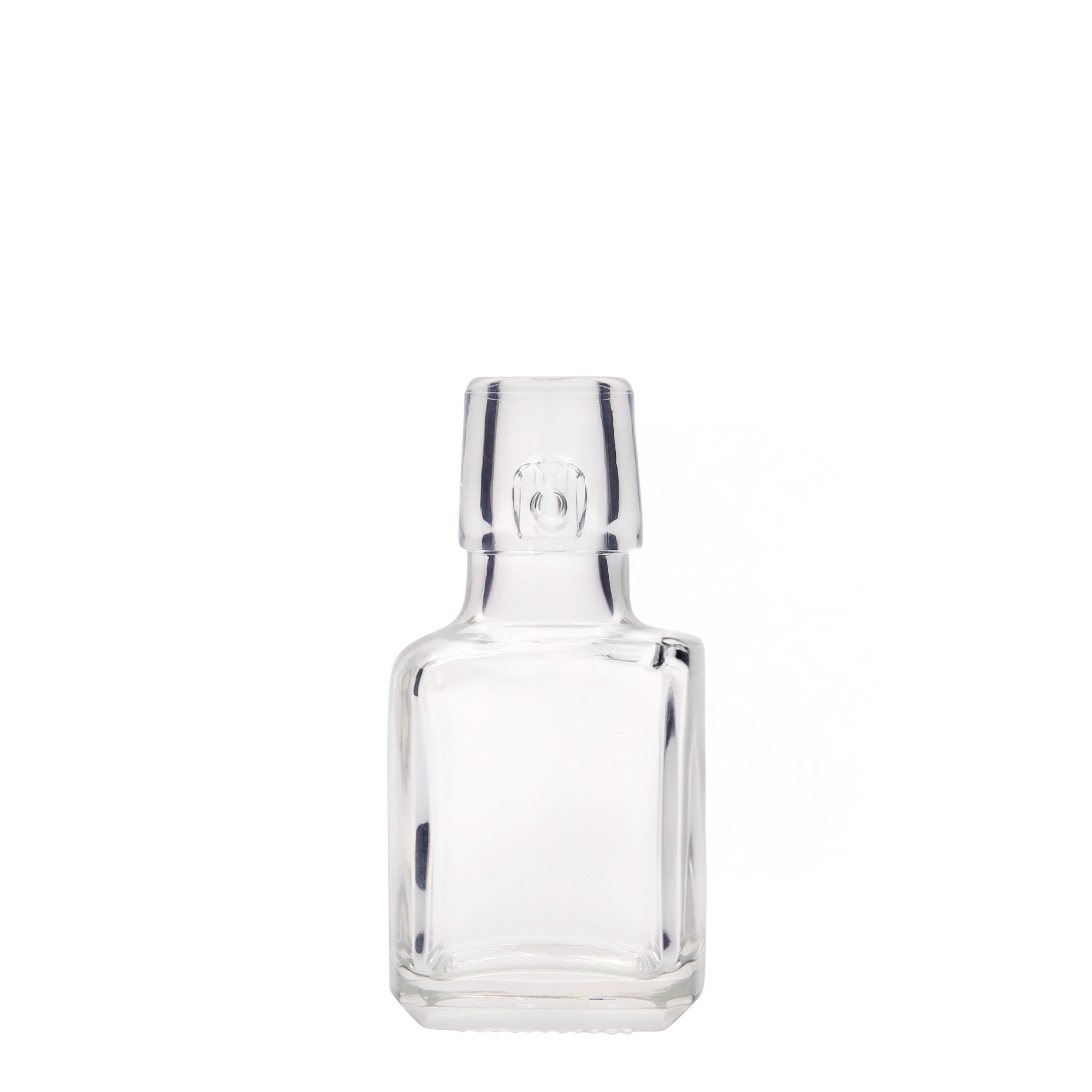 100 ml üvegpalack 'Kubica', négyzet alakú, nyílás: patentzár
