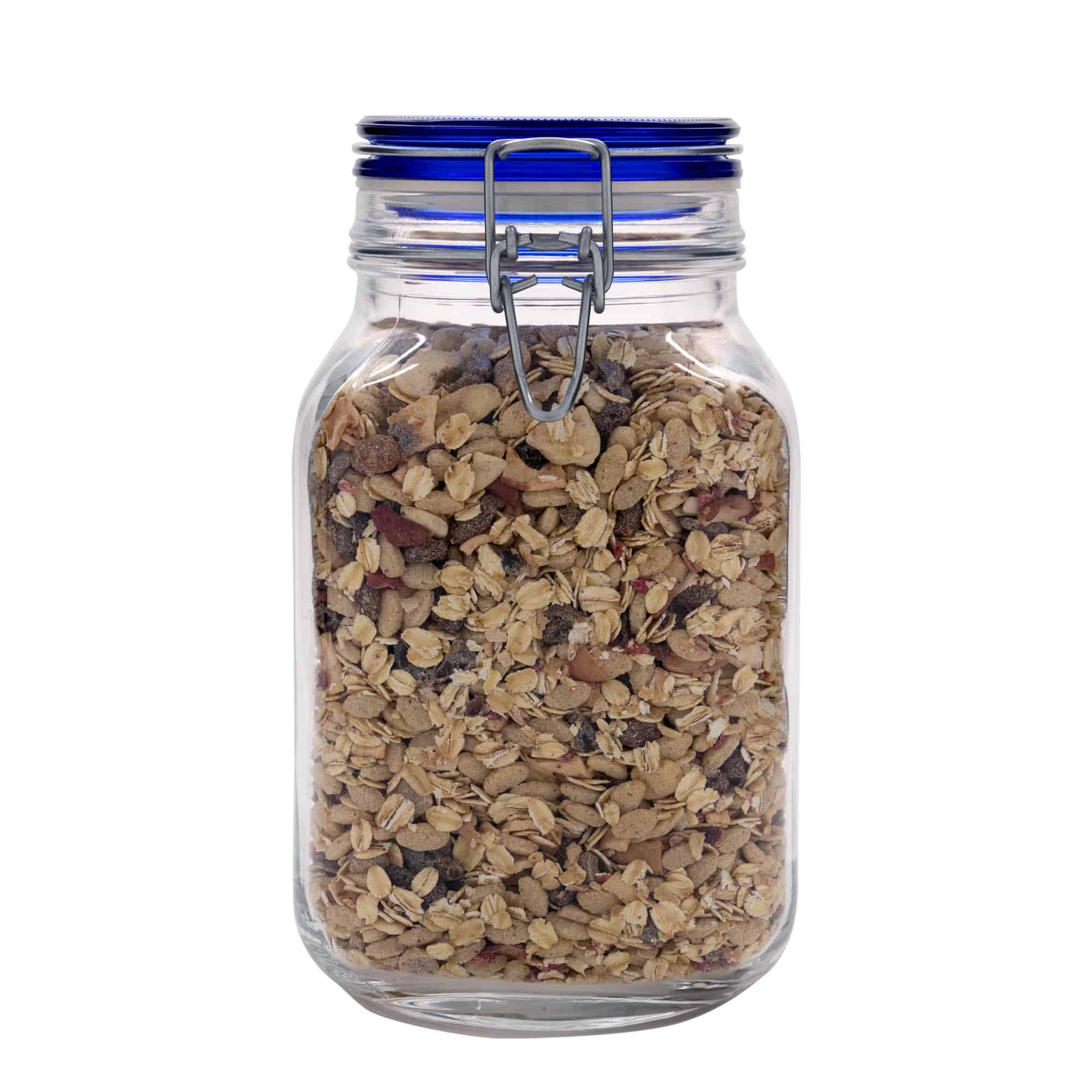 2.000 ml drótfüles üveg 'Fido' kék tetővel, négyzet alakú, nyílás: drótfüles záróelem