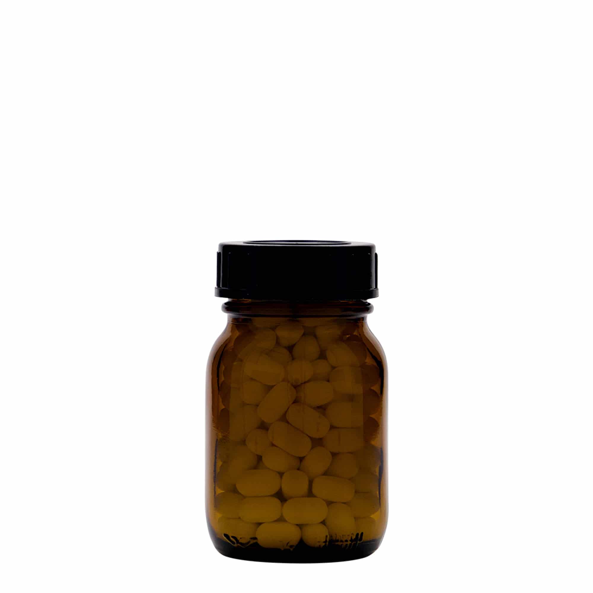 75 ml széles szájú üveg, barna, nyílás: DIN 40