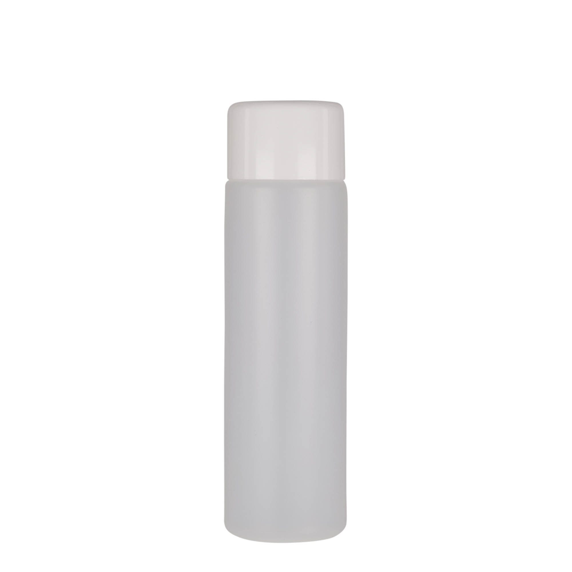 250 ml kerek palack, PE-műanyag, természetes, nyílás: csavarzár 250 ml kerek palack, PE-műanyag, természetes, nyílás: csavarzár