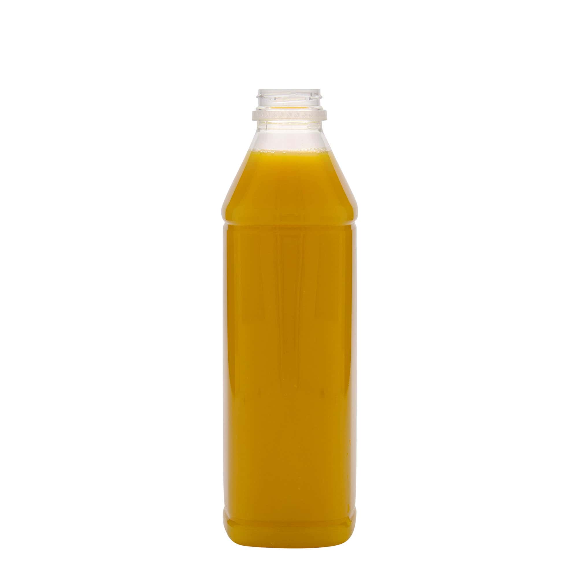 1.000 ml PET-palack 'Milk and Juice Carré', négyzet alakú, műanyag, nyílás: 38 mm