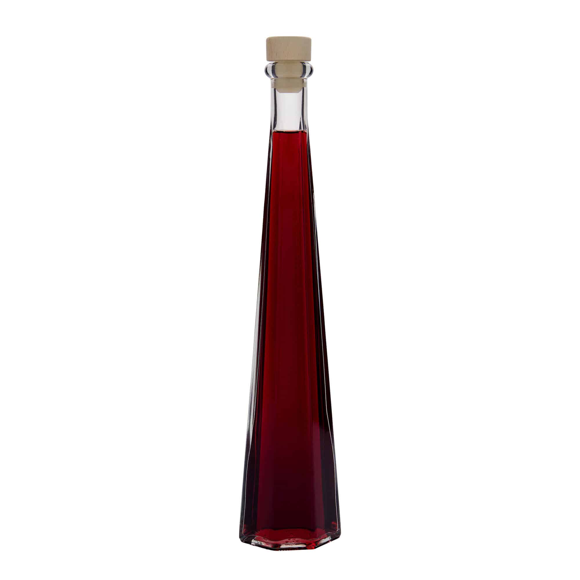 200 ml-es üvegpalack 'Dama Sexta', hatszögletű, szájnyílás: parafadugó