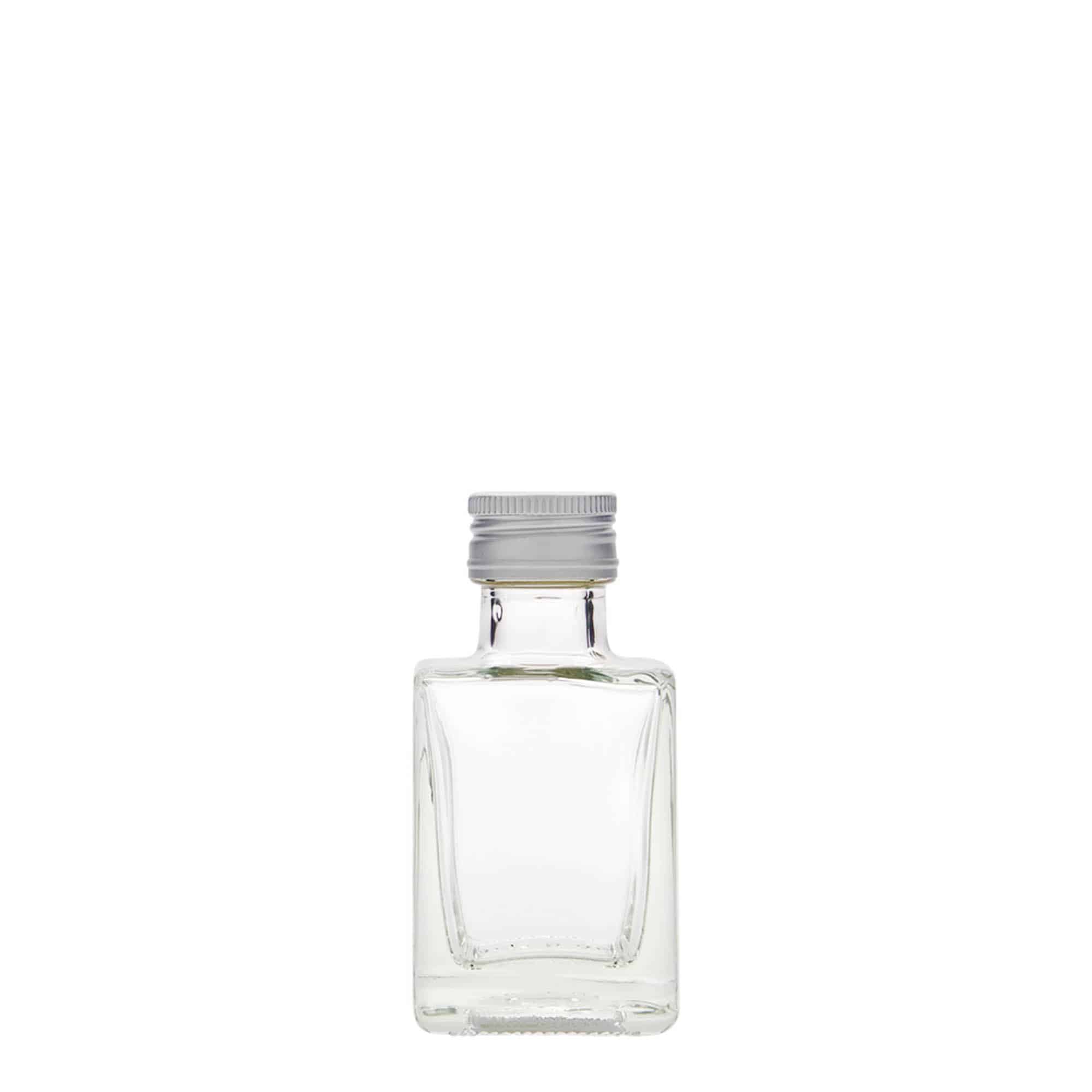 50 ml üvegpalack 'Cube', négyzet alakú, nyílás: PP 24