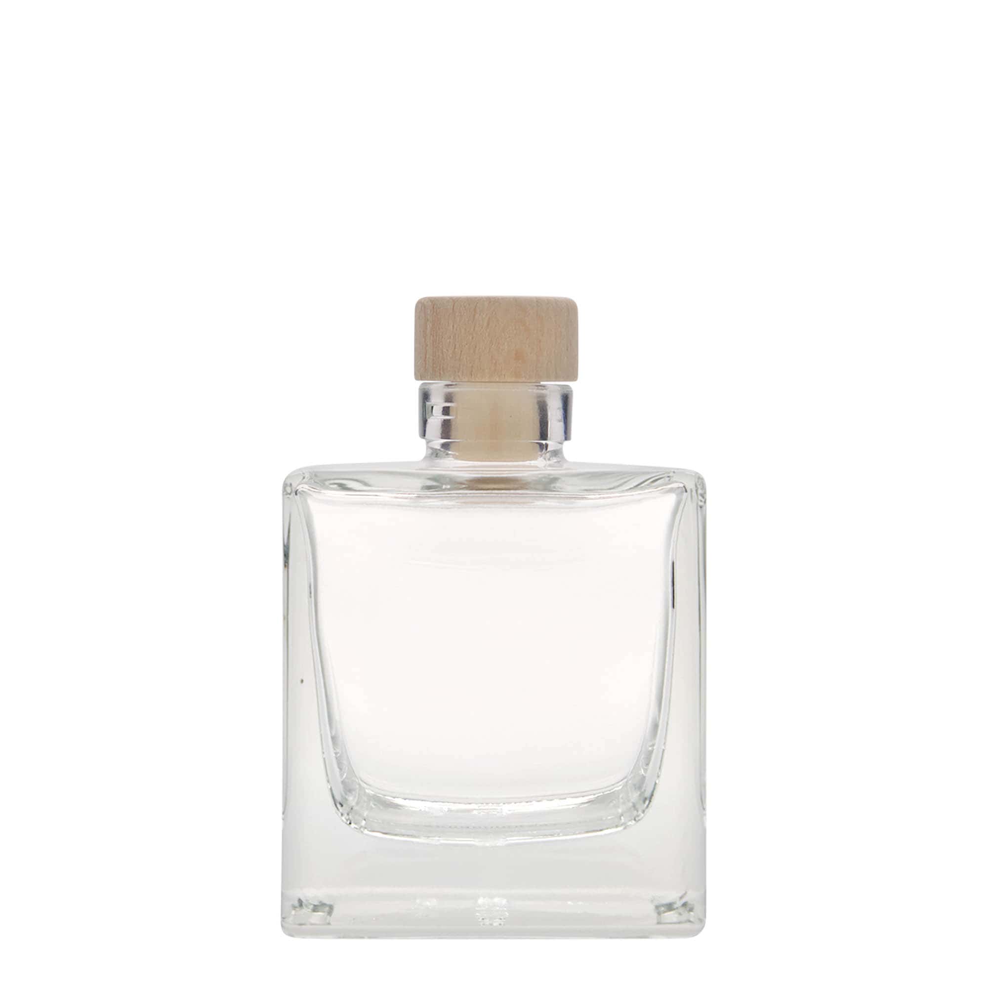 200 ml üvegpalack 'Cube', négyzet alakú, nyílás: parafa