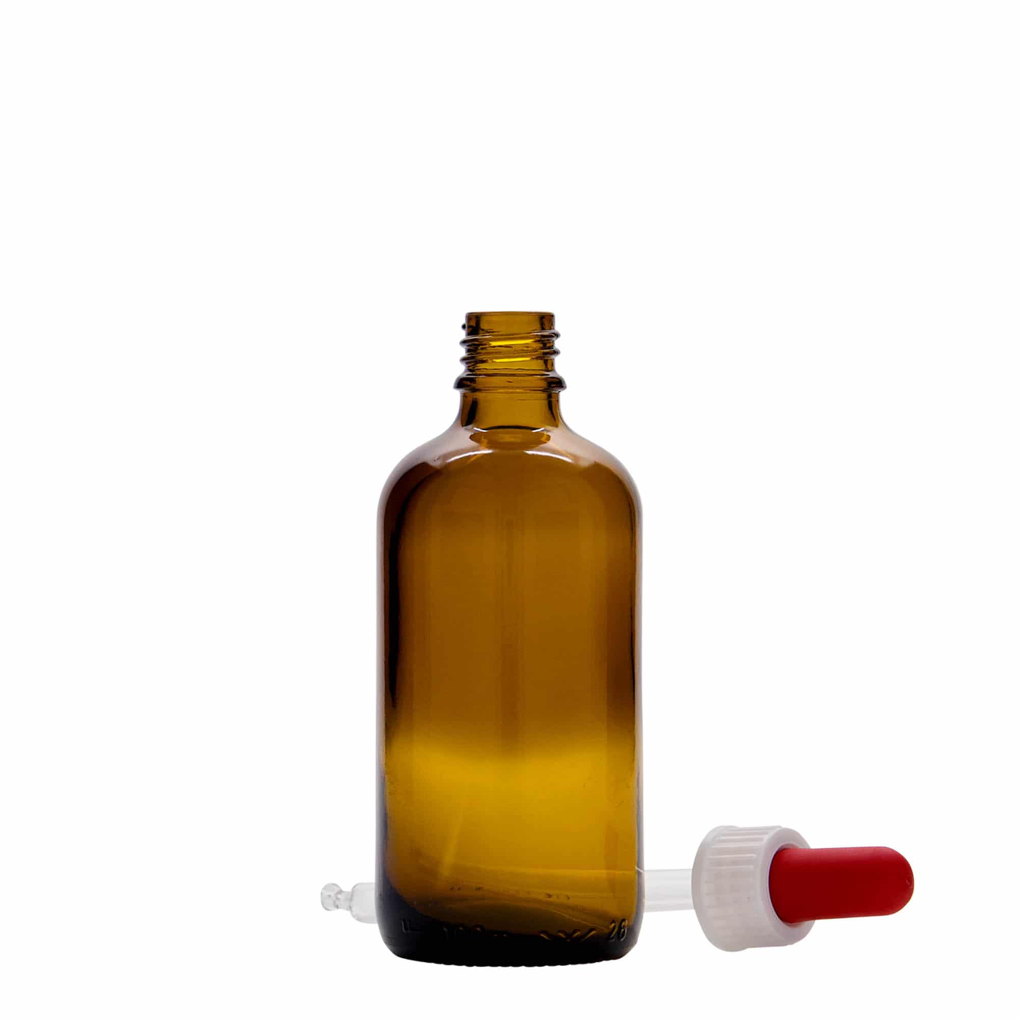 100 ml orvosi pipettás üveg, barna-vörös, nyílás: DIN 18