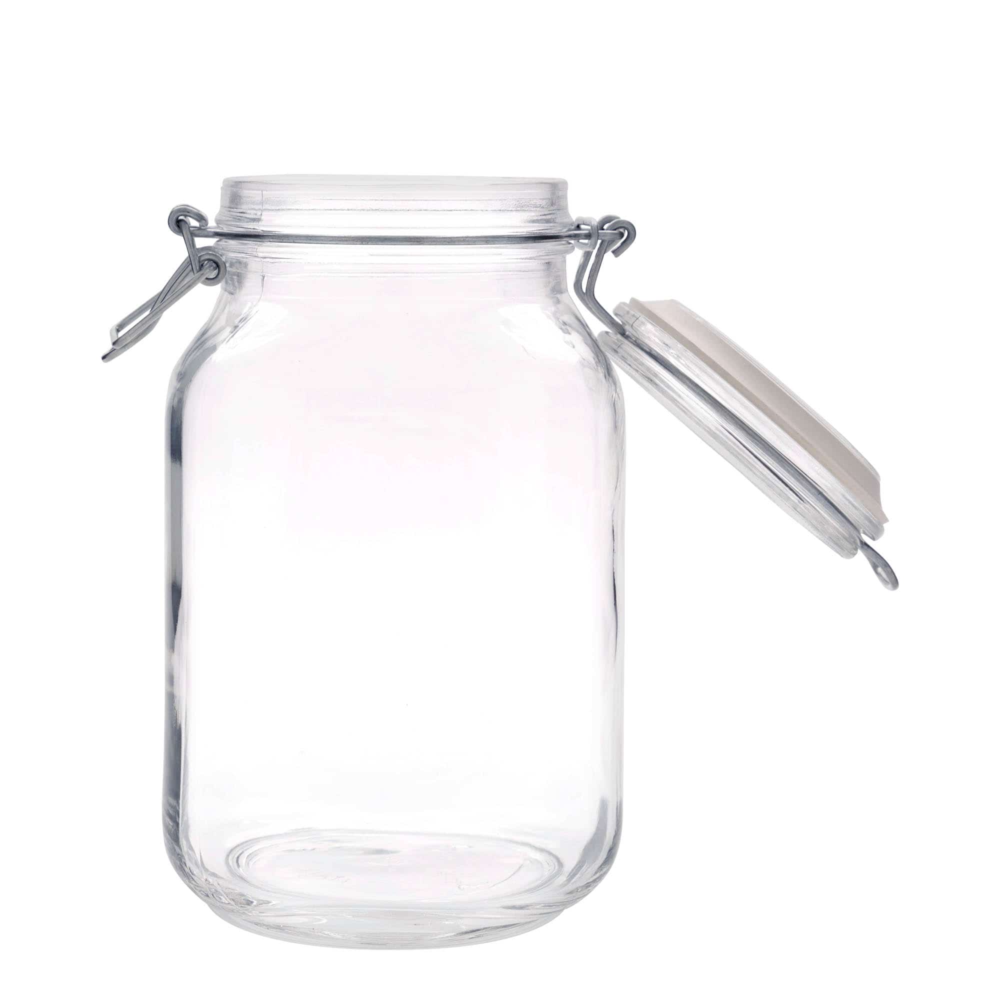 2000 ml-es fémcsatos üveg 'Fido', négyzet alakú, szájnyílás: fémcsatos zár