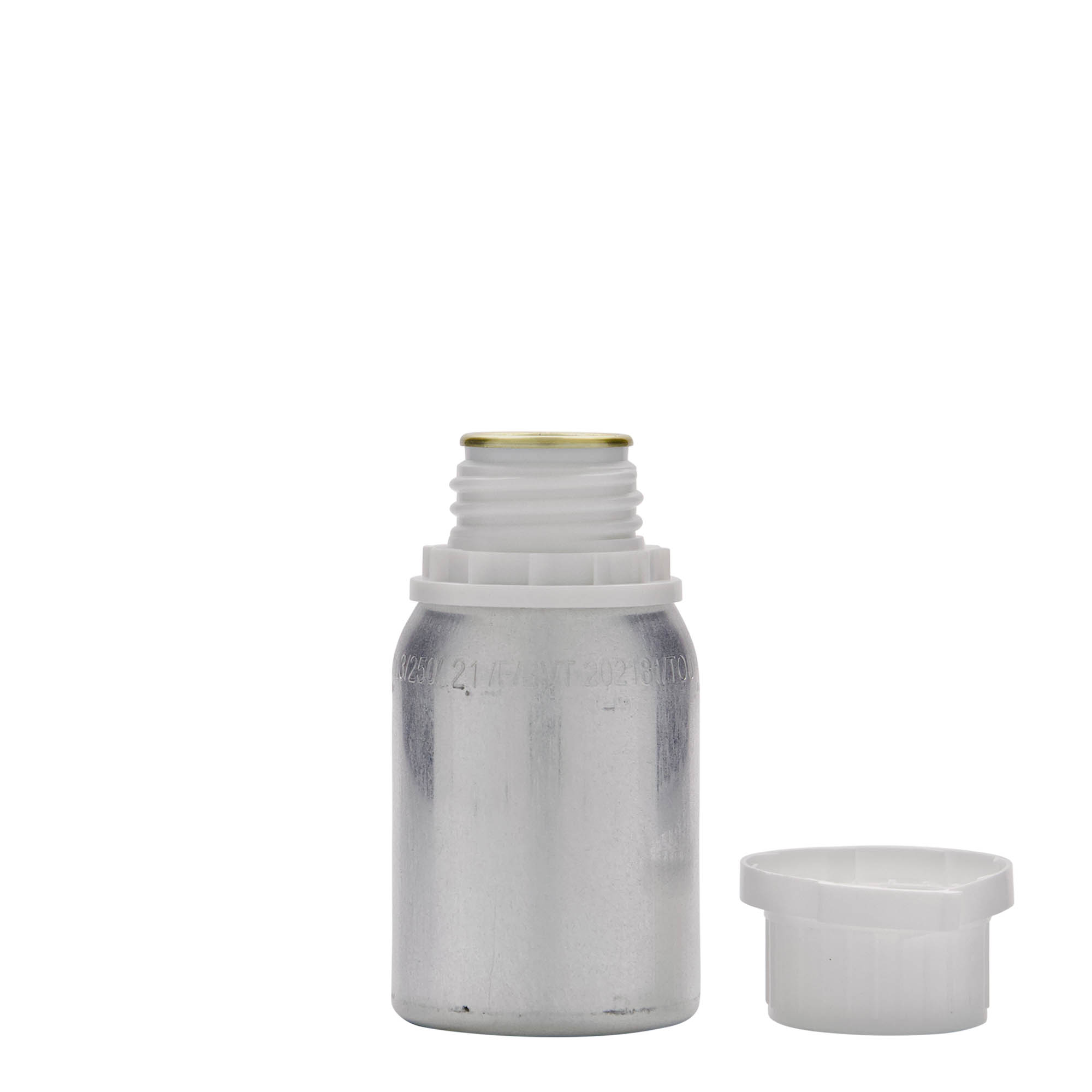125 ml alumínium palack, fém, ezüst, nyílás: DIN 32