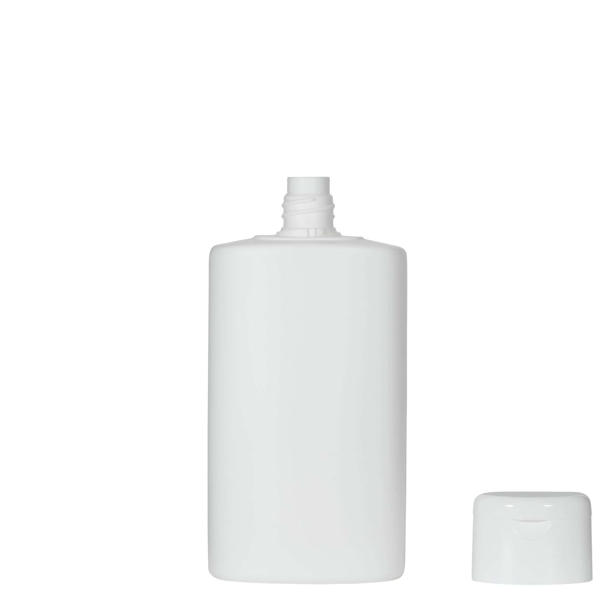 250 ml-es műanyag palack 'Indy', ovális, HDPE, fehér, szájnyílás: csavaros kupak
