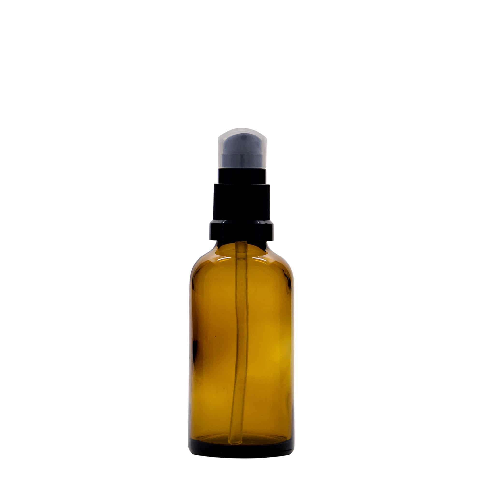 50 ml-es patikai üveg krémpumpával, üveg, barna, szájnyílás: DIN 18 50 ml-es patikai üveg krémpumpával, üveg, barna, szájnyílás: DIN 18