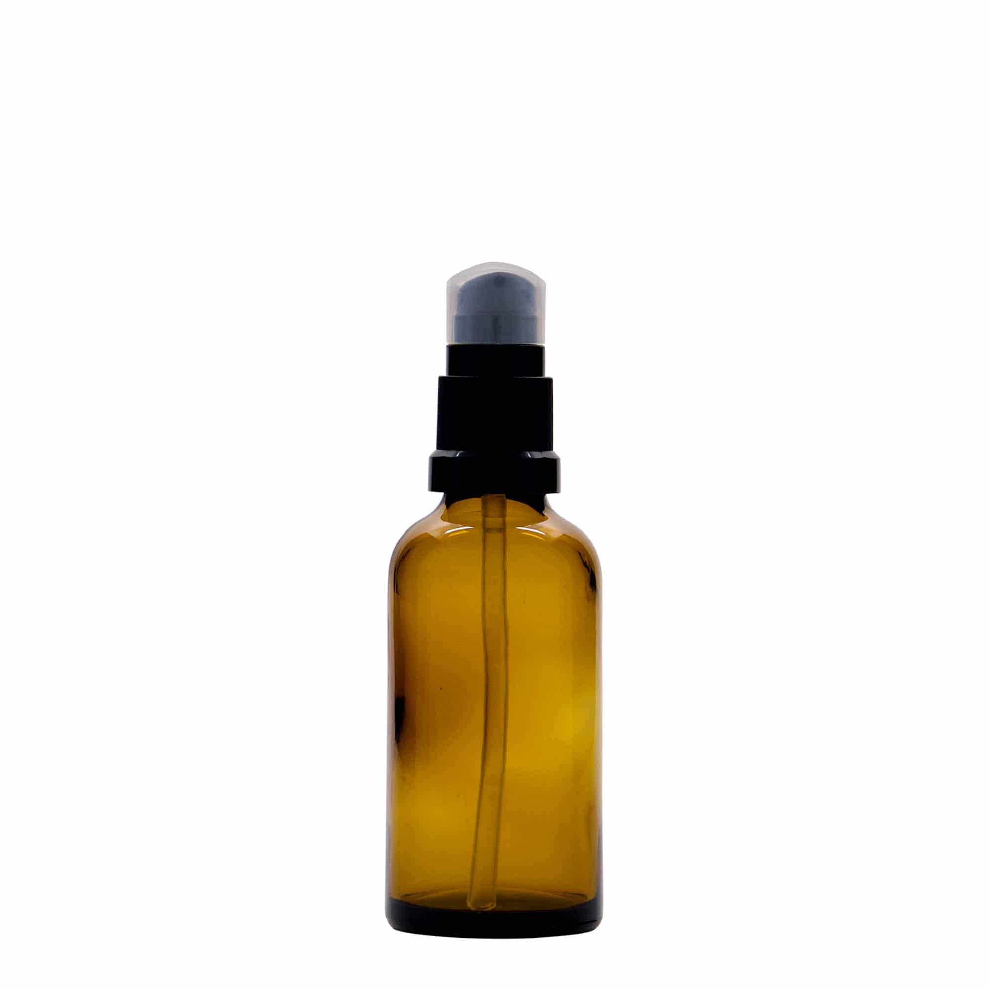 50 ml orvosi üveg lósziós pumpával, üveg, barna, nyílás: DIN 18